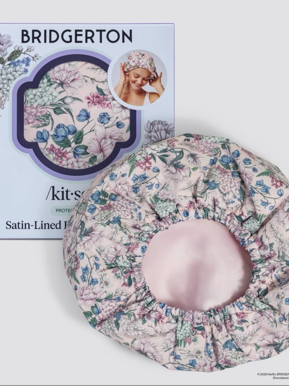 Floral Bridgerton X Kitsch Satin-Lined Flexi Shower Cap in
Wisteria price firm